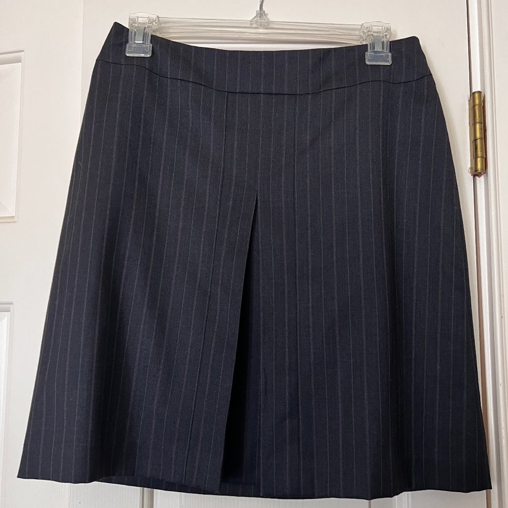Banana Republic Dark Gray striped Skirt 99% Wool Women Size 2P with pleat NWOT